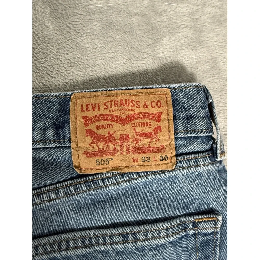 Levis 505 Jeans Mens 33x30 Blue Denim Regular Straight Fit